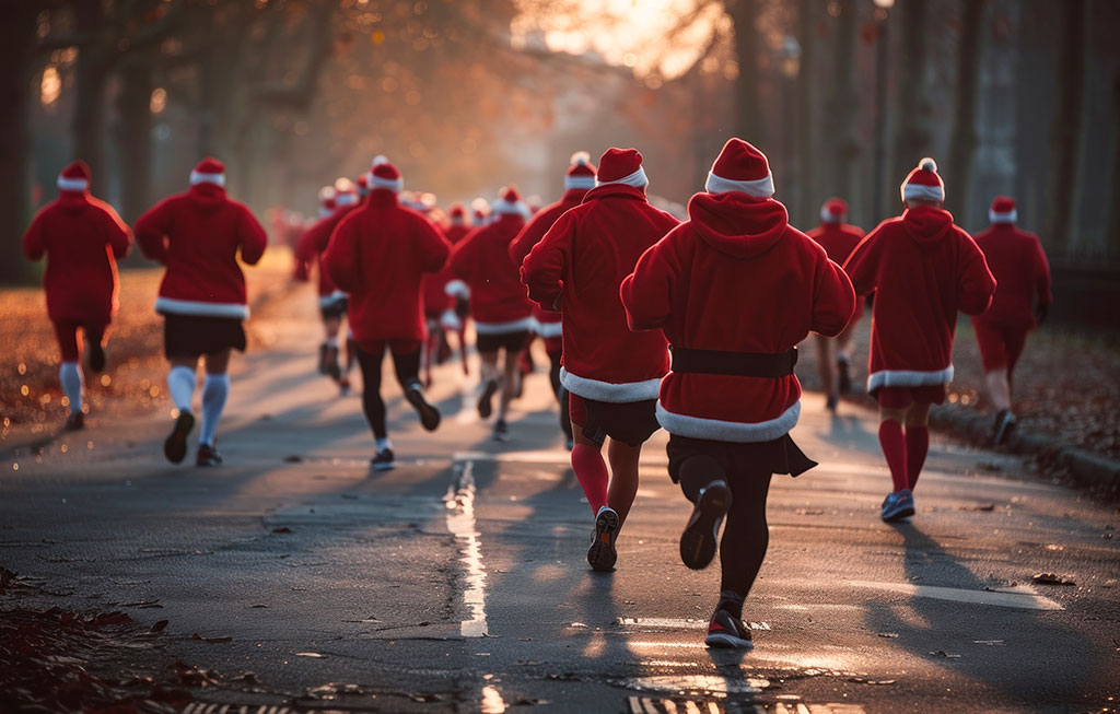 corredores disfrazados de papá noel