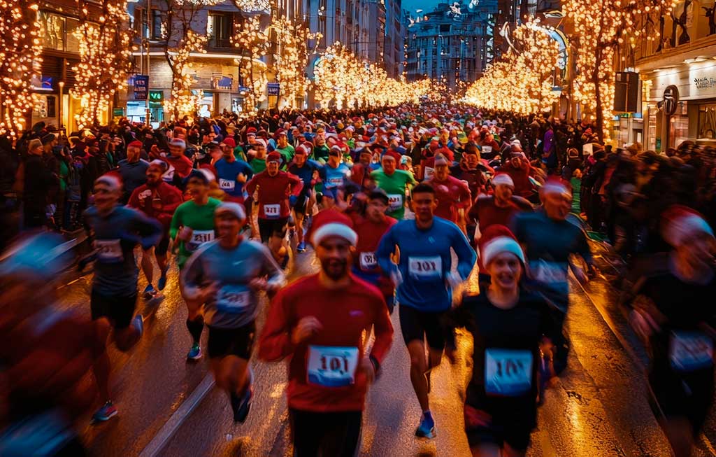 atletas corriendo una carrera el 31 de diciembre